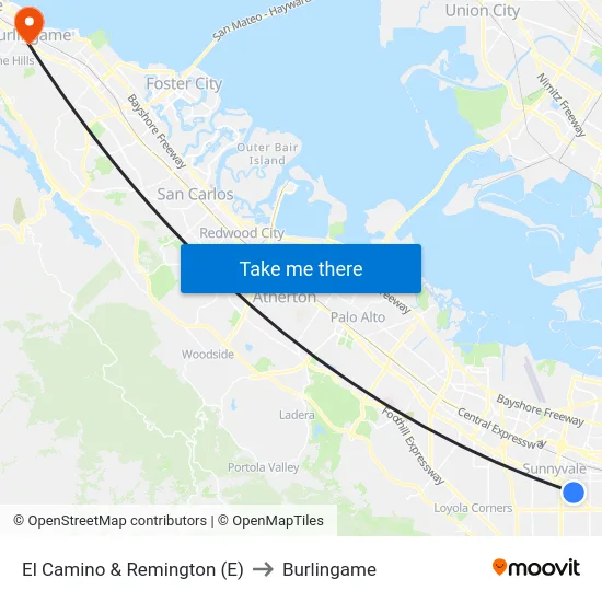 El Camino & Remington (E) to Burlingame map