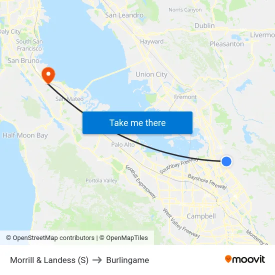 Morrill & Landess (S) to Burlingame map