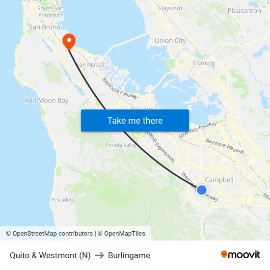 Quito & Westmont (N) to Burlingame map