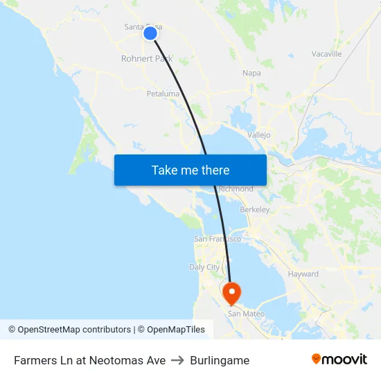 Farmers Ln at Neotomas Ave to Burlingame map