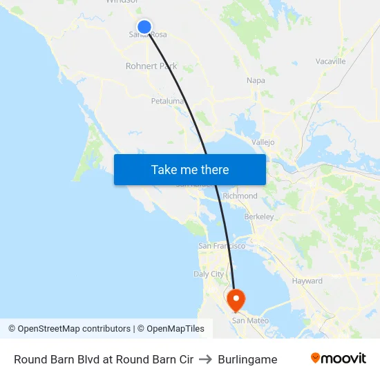 Round Barn Blvd at Round Barn Cir to Burlingame map