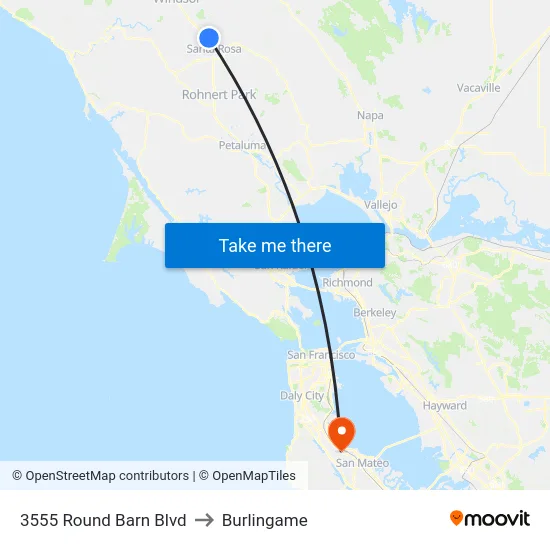 3555 Round Barn Blvd to Burlingame map