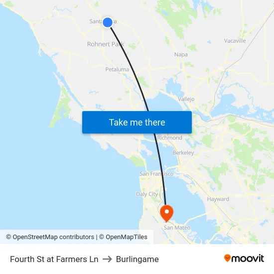Fourth St at Farmers Ln to Burlingame map