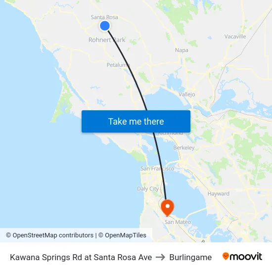 Kawana Springs Rd at Santa Rosa Ave to Burlingame map