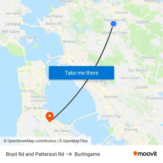 Boyd Rd and Patterson Rd to Burlingame map