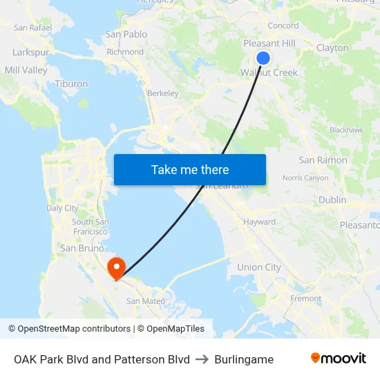 OAK Park Blvd and Patterson Blvd to Burlingame map