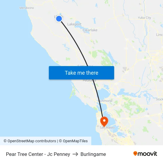 Pear Tree Center - Jc Penney to Burlingame map