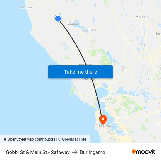Gobbi St & Main St - Safeway to Burlingame map