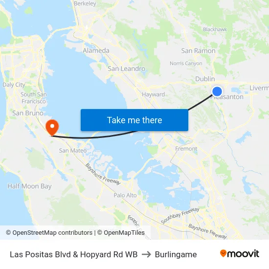 Las Positas Blvd & Hopyard Rd WB to Burlingame map