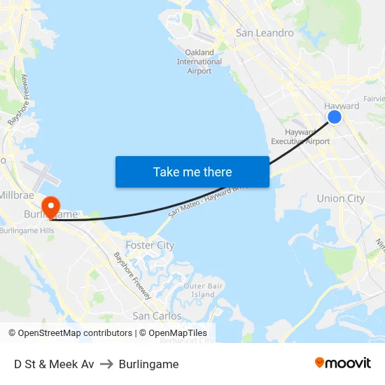 D St & Meek Av to Burlingame map