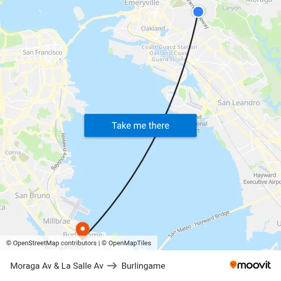 Moraga Av & La Salle Av to Burlingame map