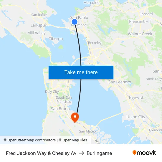 Fred Jackson Way & Chesley Av to Burlingame map