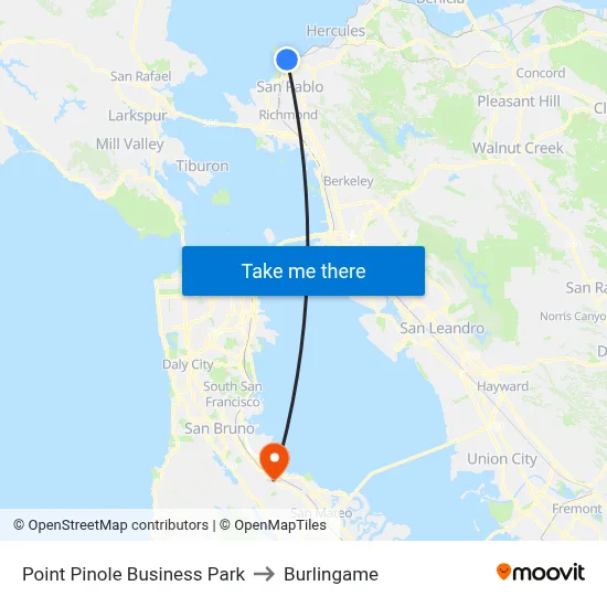 Point Pinole Business Park to Burlingame map