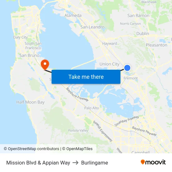Mission Blvd & Appian Way to Burlingame map