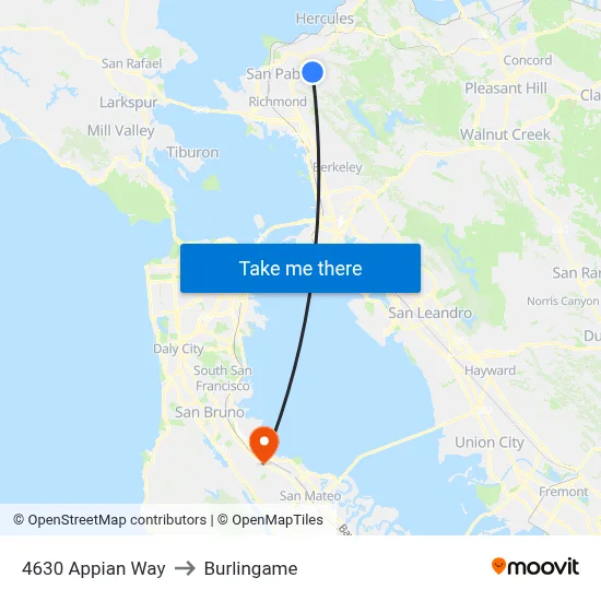 4630 Appian Way to Burlingame map