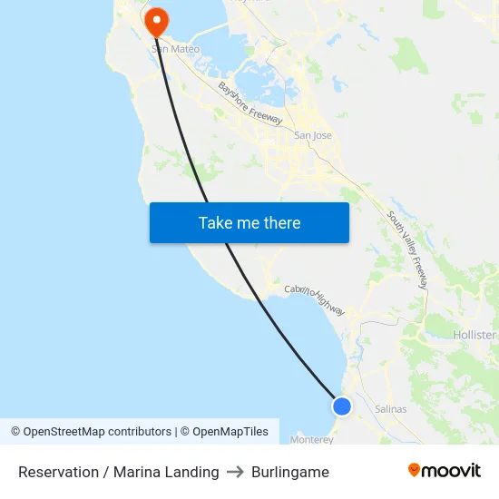 Reservation /  Marina Landing to Burlingame map