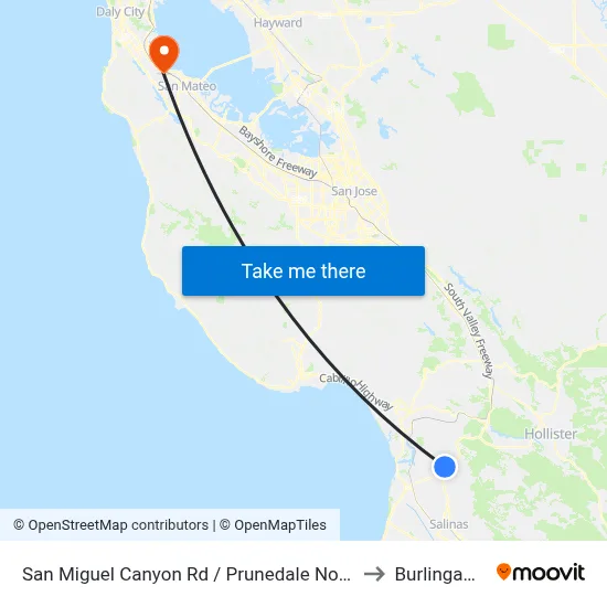 San Miguel Canyon Rd /  Prunedale North to Burlingame map