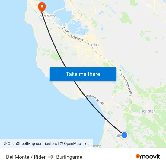 Del Monte /  Rider to Burlingame map