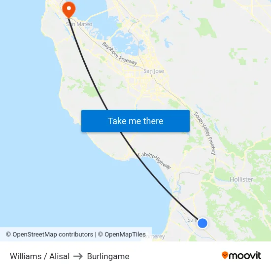 Williams /  Alisal to Burlingame map