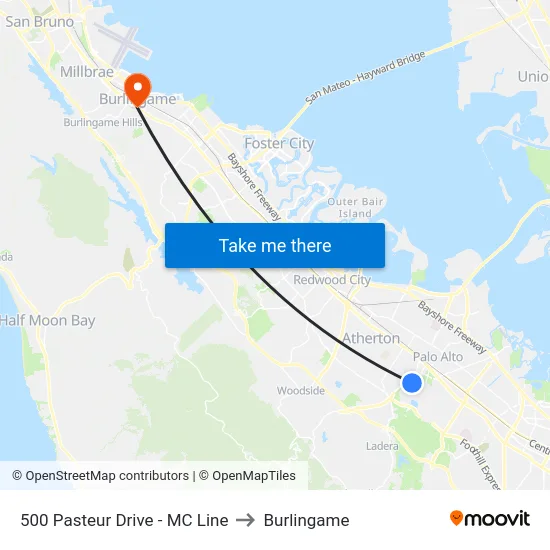 500 Pasteur Drive - MC Line to Burlingame map