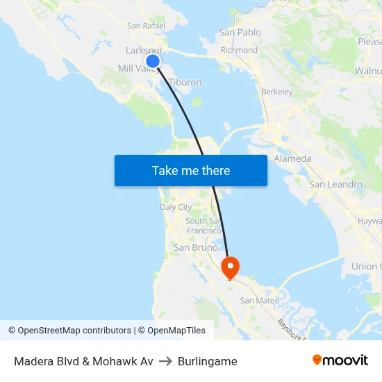 Madera Blvd & Mohawk Av to Burlingame map