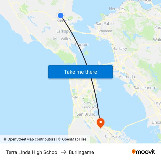 Terra Linda High School to Burlingame map
