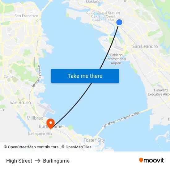 High Street to Burlingame map