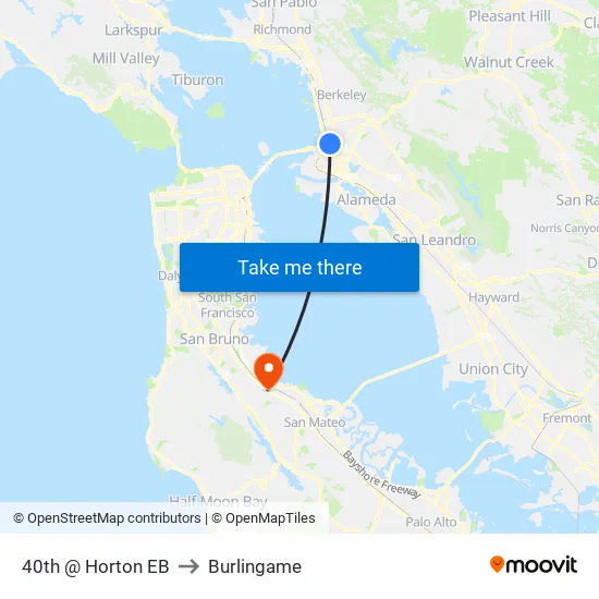 40th @ Horton EB to Burlingame map
