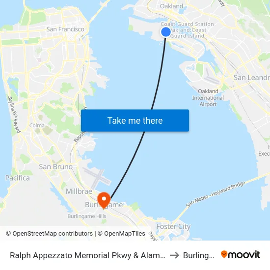 Ralph Appezzato Memorial Pkwy & Alameda College to Burlingame map