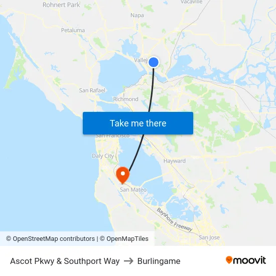 Ascot Pkwy & Southport Way to Burlingame map