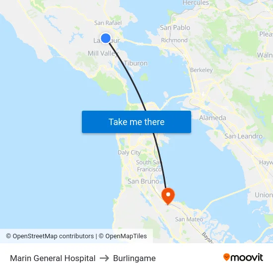Marin General Hospital to Burlingame map