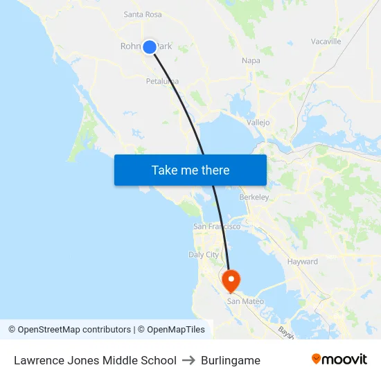 Lawrence Jones Middle School to Burlingame map