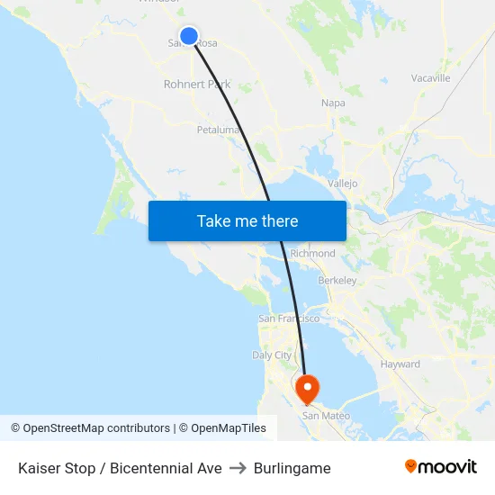 Kaiser Stop / Bicentennial Ave to Burlingame map