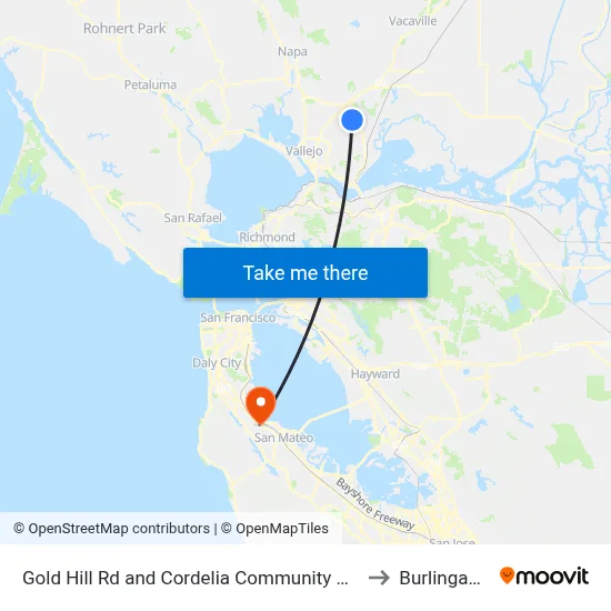 Gold Hill Rd and Cordelia Community Park to Burlingame map