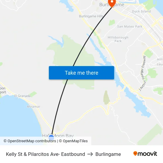Kelly St & Pilarcitos Ave- Eastbound to Burlingame map