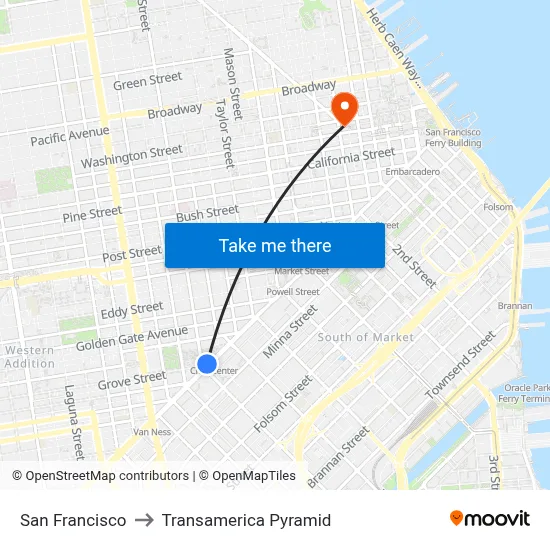 San Francisco to Transamerica Pyramid map