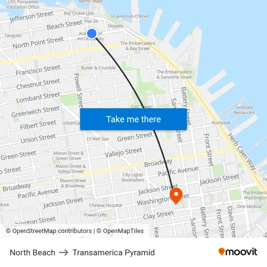 North Beach to Transamerica Pyramid map