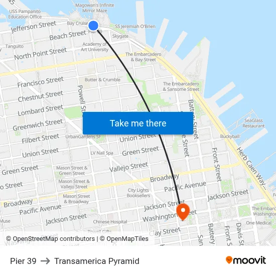 Pier 39 to Transamerica Pyramid map