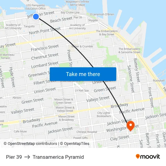 Pier 39 to Transamerica Pyramid map