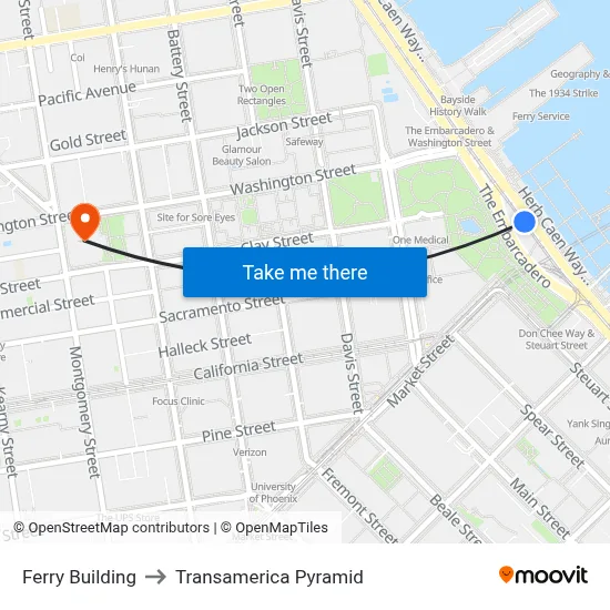 Ferry Building to Transamerica Pyramid map