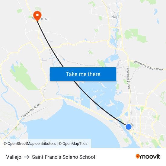 Vallejo to Saint Francis Solano School map