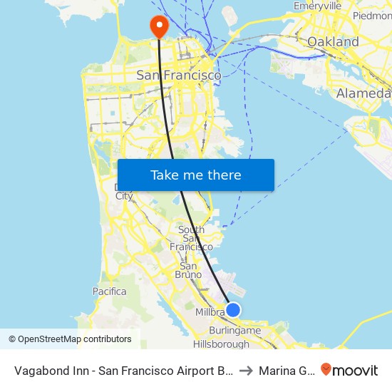 Vagabond Inn - San Francisco Airport Bayfront (Sfo) to Marina Green map