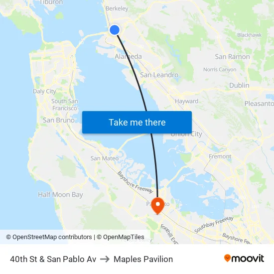40th St & San Pablo Av to Maples Pavilion map