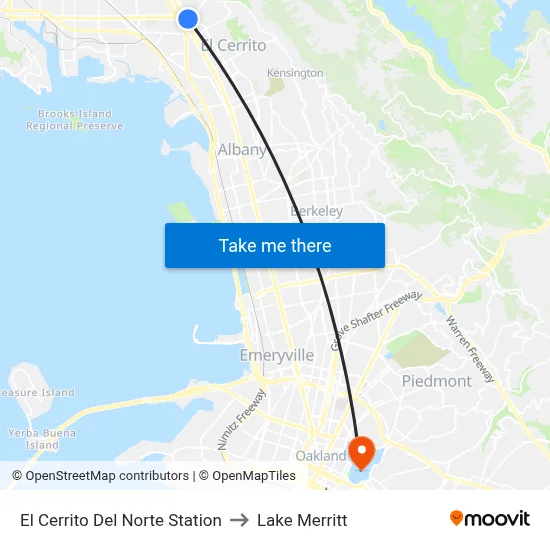 El Cerrito Del Norte Station to Lake Merritt map
