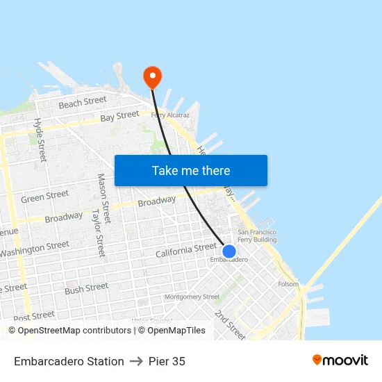 Embarcadero Station to Pier 35 map