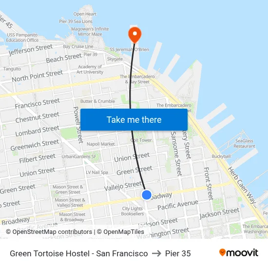 Green Tortoise Hostel - San Francisco to Pier 35 map