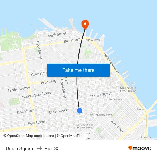 Union Square to Pier 35 map