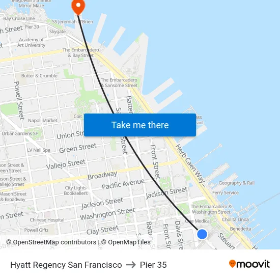 Hyatt Regency San Francisco to Pier 35 map