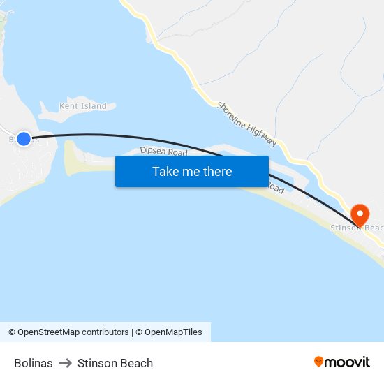 Bolinas to Stinson Beach map