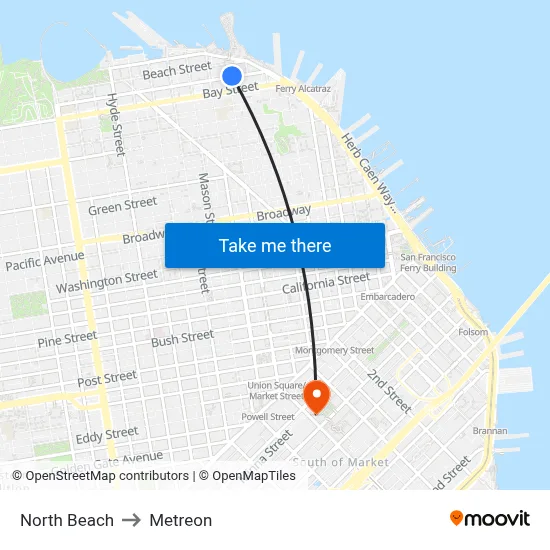 North Beach to Metreon map